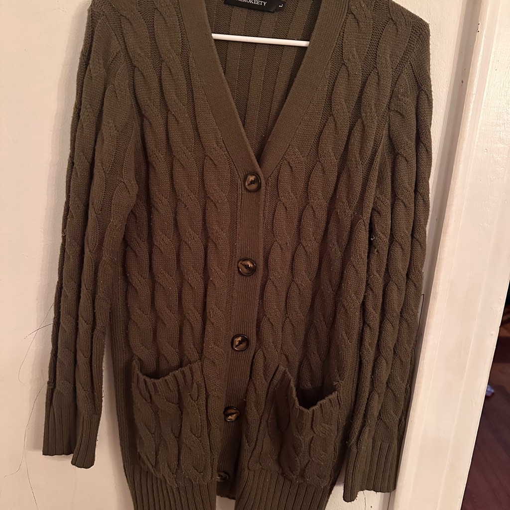 Dark Olive Cable Knit Sweater  Think 90s Era My So Called Life Vibes  Grunge